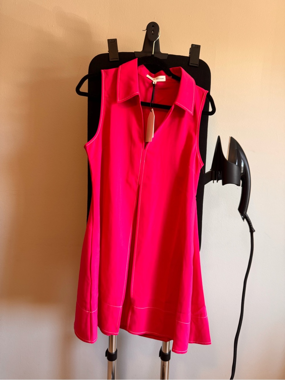 English Factory Sleeveless Collared Tunic - Hot Pink